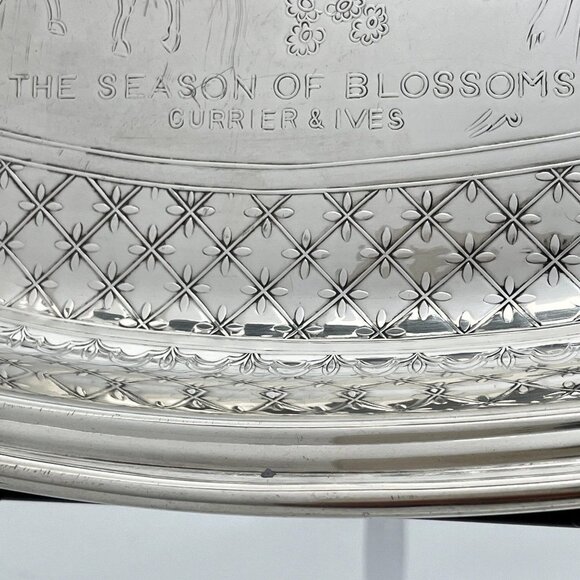 Gorham Silver Decorated Tray | Seasons Of Blossom | Winter Country Scene - Picture 10 of 10